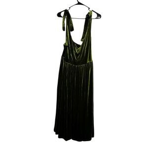 CIDER Olive Green Velvet Tie Shoulder Maxi Dress